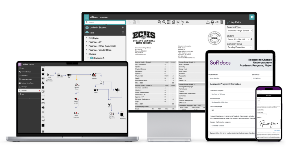 Softdocs platform across mobile and desktop devices